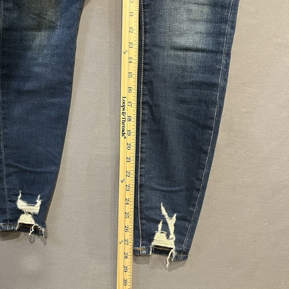 Good American Tapered Leg Skinny Jeans Women's 8/29 Blue High Rise Distressed - Picture 11 of 12